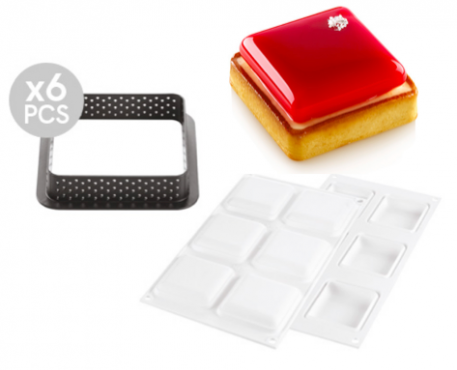 MOLDE DE SILICON KIT TARTE RING SQUARE SILIKOMART