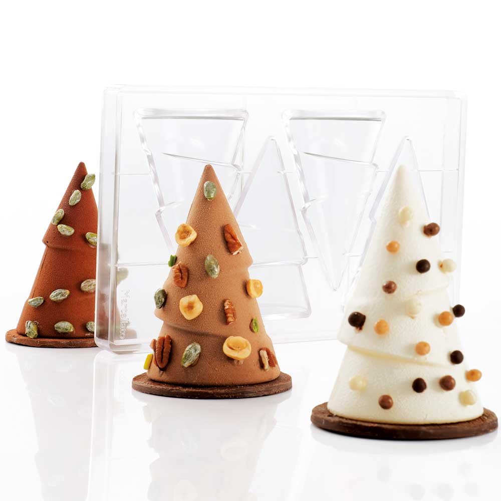 MOLDE POLICARBONATO PARA CHOCOLATE ARBOL NAVIDAD MARTELLATO - Imagen 2