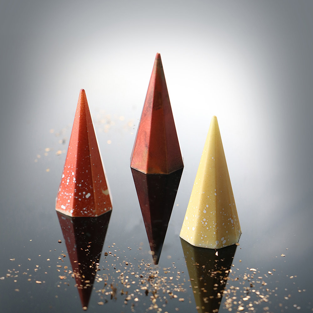 MOLDE POLICARBONATO PARA CHOCOLATE PIRAMIDE OCTAGONAL MARTELLATO - Imagen 3